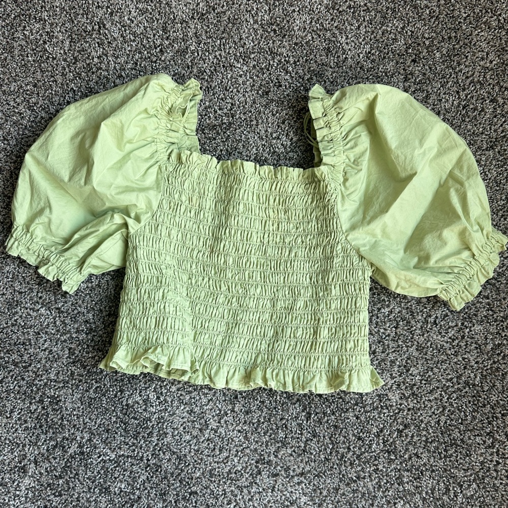 Levi's Light Green Smocked Blouse